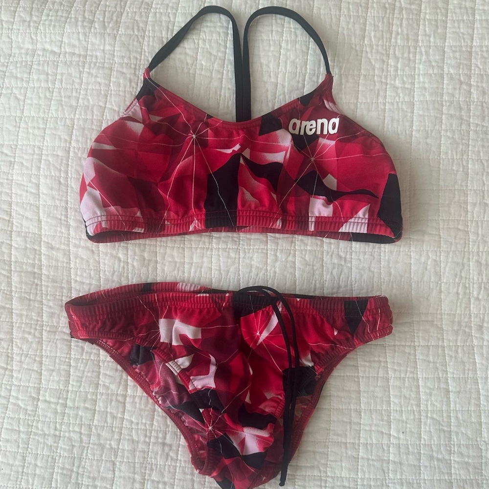 Arena Red and Black Bikini Swim Set